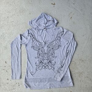 Y2K Grey Hooded Shirt